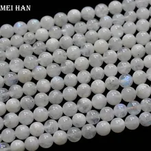 Meihan(2 нити/набор) натуральный А+ 5,5-6 мм Радужный Лунный Камень Гладкие Круглые бусины для изготовления ювелирных изделий или подарка