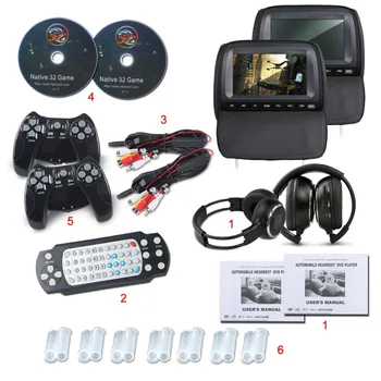 

2X9" BLACK car HEADREST DVD PLAYER with ZIPPER COVER Built-In IR/FM TRANSMITTER Built-In USB Port /SD Slot with 2xIR headphone