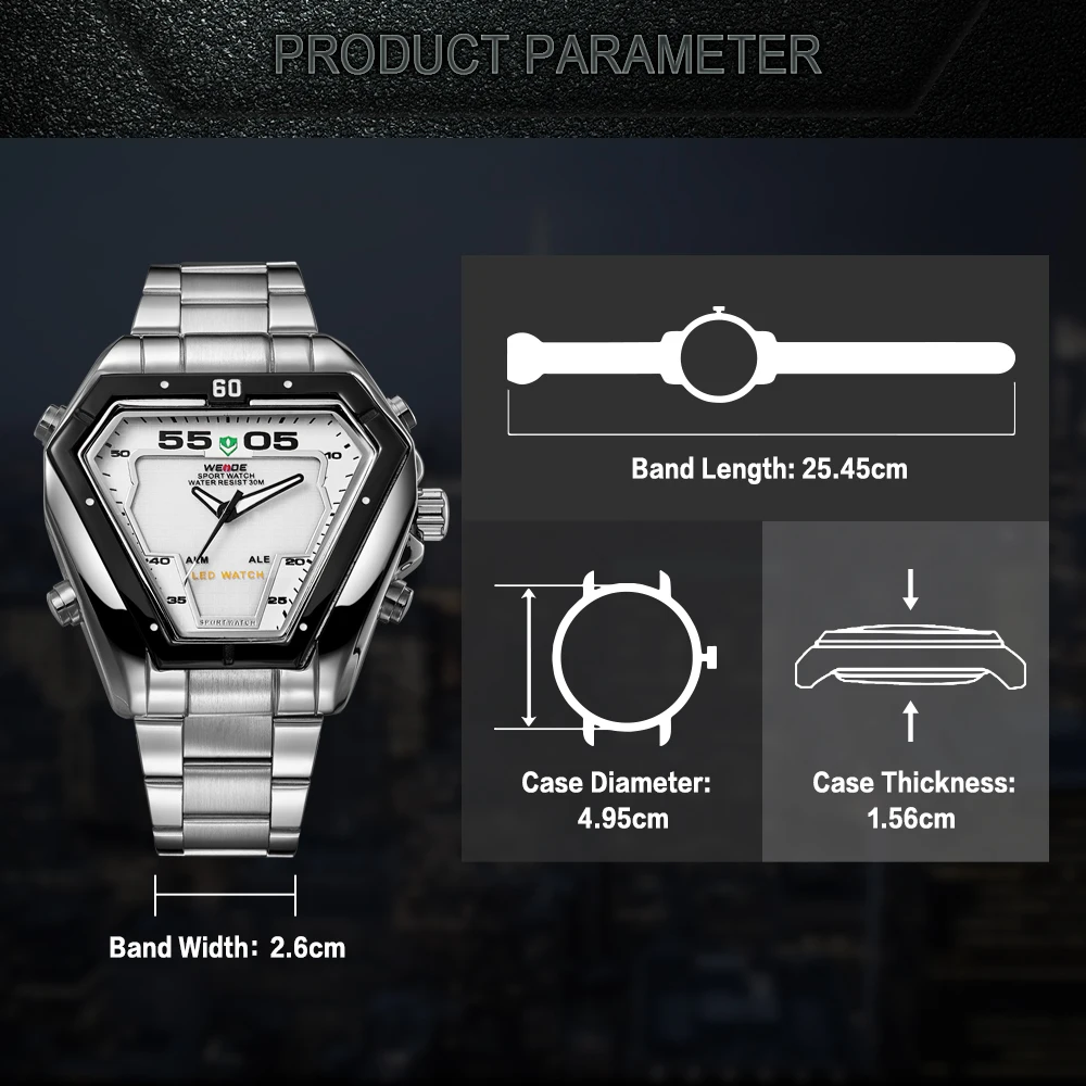 WEIDE, модный, качественный, светодиодный, аналоговый, для мужчин, t, для мужчин, люксовый бренд, кварцевые, сплав, водонепроницаемые, военные, наручные часы, Relogios Masculino