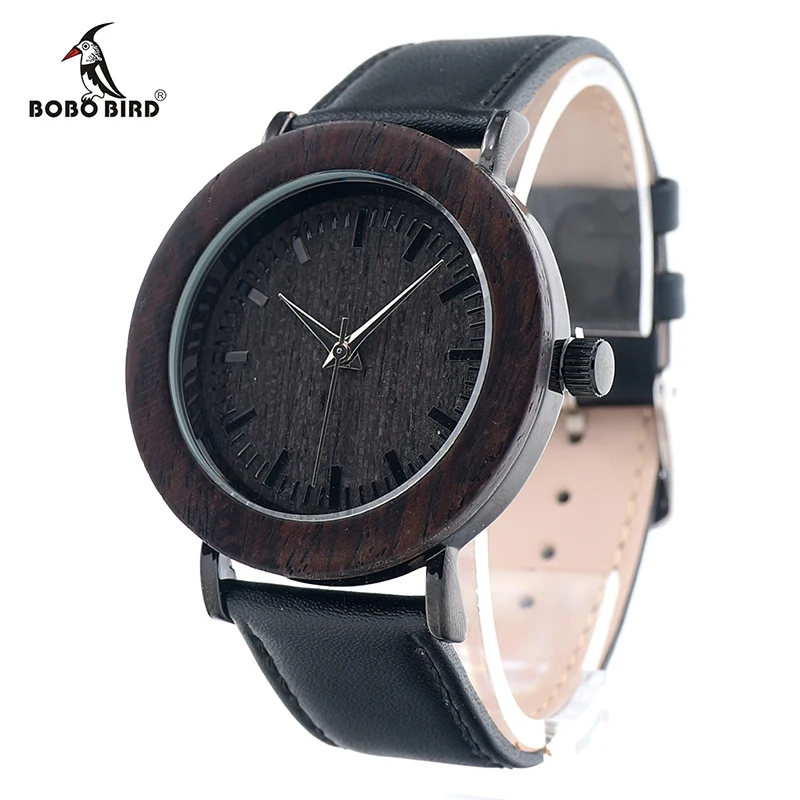 BOBO BIRD Mens Womens Ebony Wood Wristwatch WoodenBezel Stainless Steel Case Japan Movement 2035 Quartz Watch in Gift Box BOBO BIRD Mens Womens Ebony Wood Wristwatch WoodenBezel Stainless Steel Case Japan Movement 2035 Quartz Watch in Gift Box