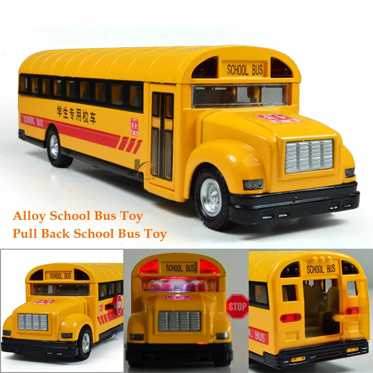 Alloy Pull Back School Bus Toys Car models Children's Gifts Free