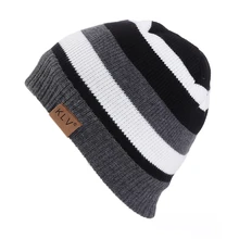 Унисекс, вязаные женские шапки, полосатые, skullies, зимняя шапка, женская, толстая, на осень, шапка, Молодежная, шерсть, шапочки