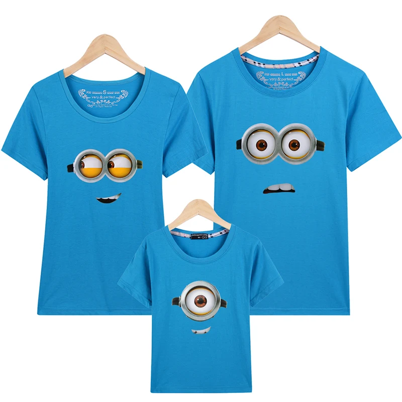 

Family Matching Outfits Minions T Shirts mother kids T-shirt 1PCS Cotton Family Clothing Mother And Daughter Clothes