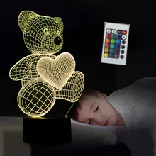3D светодиодный медведь светится в темноте игрушки я люблю тебя, милый медведь 7 цветов изменить день Святого Валентина Спальня Dector игрушки для сна