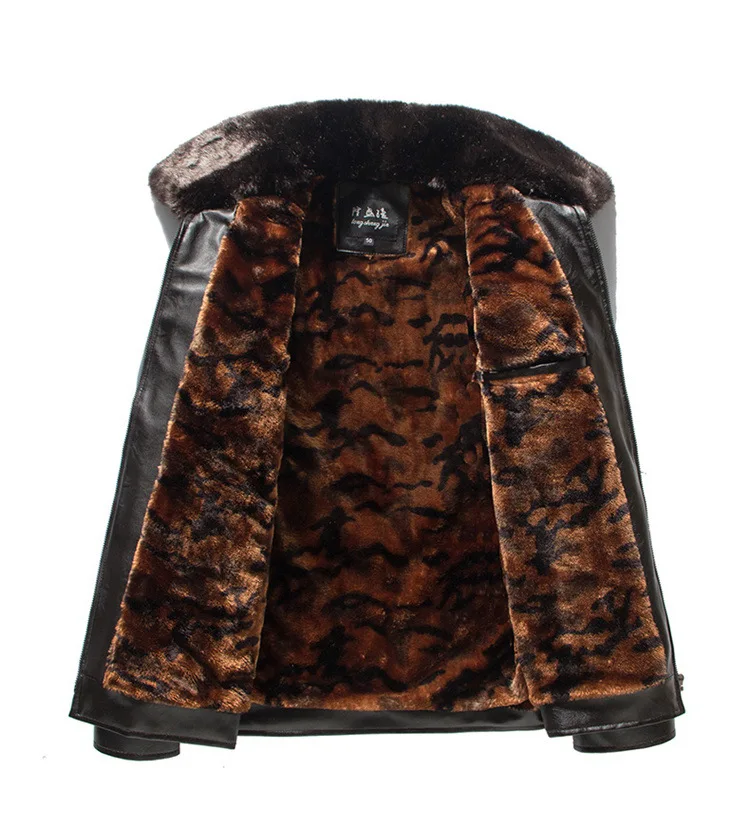 

NEW Winter Very warm Thick Faux Fur Leather Coats Casual flocking PU Leather Jacket Men's Clothing size L-5XL