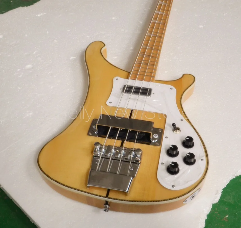 

Shelly new store factory custom neck through 4 strings rick bass white/black binding inlay RK 4003 electric bass guitar