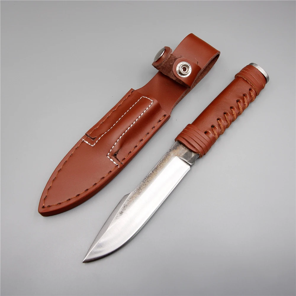 

Handmade High-carbon steel hunting knife 58 hrc fixed blade survival outdoor camping army knife tools with sheath