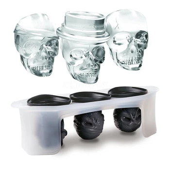 

100Pcs/Lot 3Pcs/Set Skull Ice Cube Tray Ice Molds Home Kitchen Tool Bar Supply Set Cool Gadget