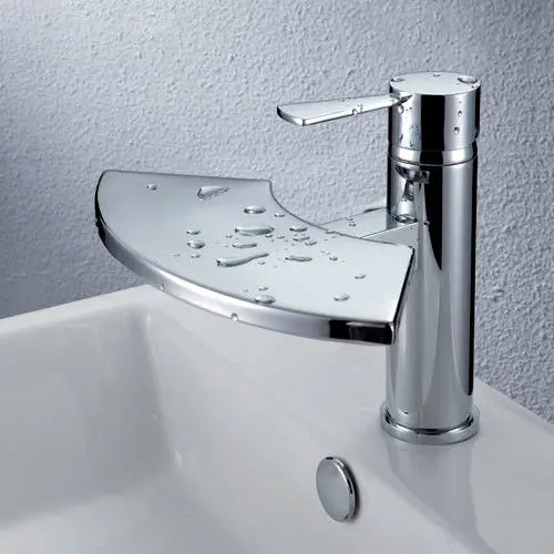 

Free ship Single Hole Bathroom Lavatory Faucet Chrome Wide Fan-Shaped Spout Design Tap