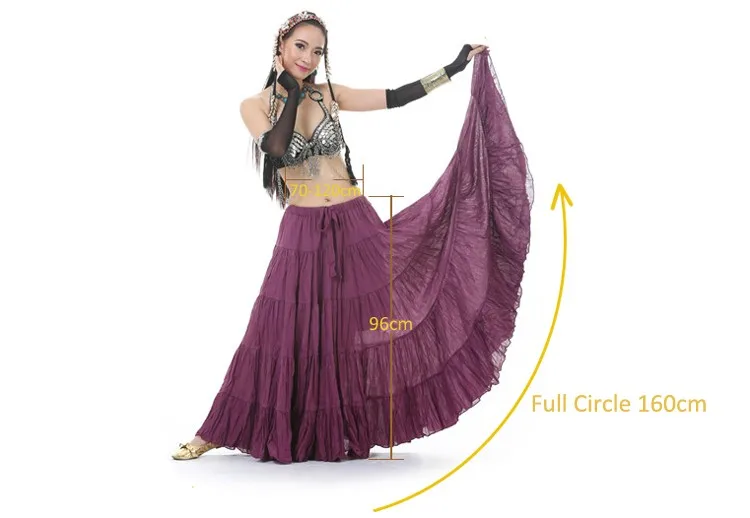 18 ярдов представление Цыганская танцевальная одежда полный круг эластичный пояс хлопок юбка для женщин танец живота юбки с этническим рисунком Длинные