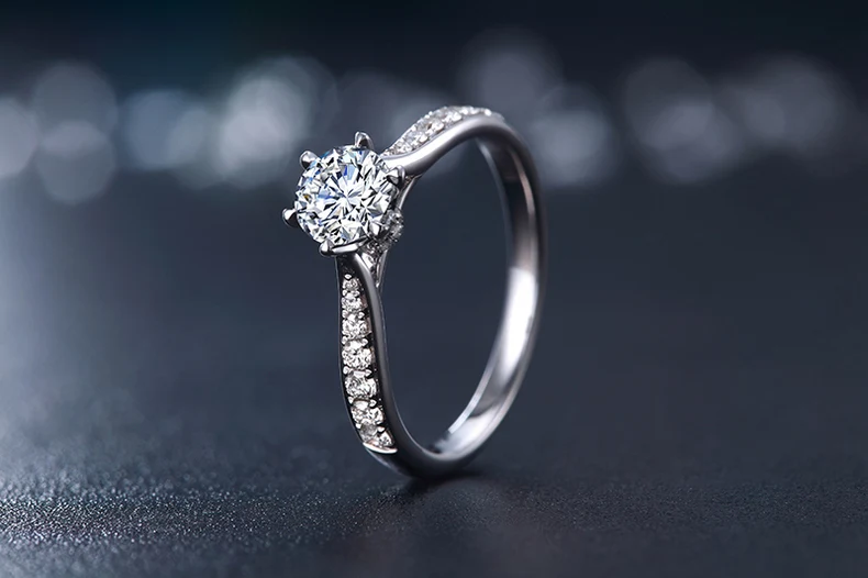 0,15 карат круглая огранка натуральный настоящий бриллиант обручальное кольцо пасьянс с акцентами 14 к белое золото