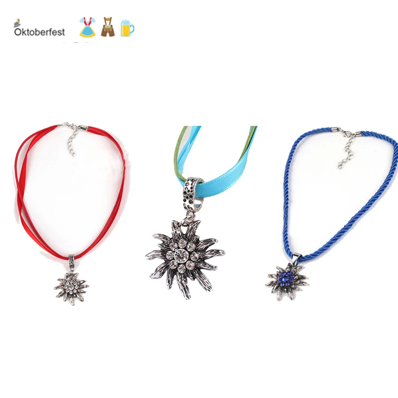 

Edelweiss Choker Necklace Crystal Vintage Oktoberfest Necklace German Beer Festival Bavarian Necklace Traditional Dirndl Props