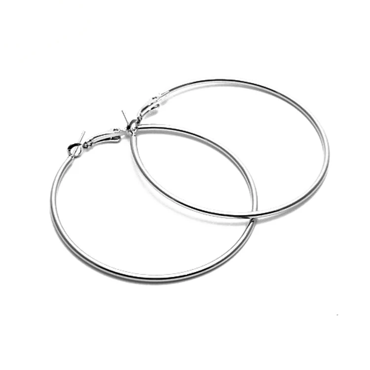 JeeMango Mode Einfache Übertrieben Großen Kreis Hoop Ohrringe Für Frauen Silber Farbe Edelstahl Hochzeit Ohrringe Schmuck