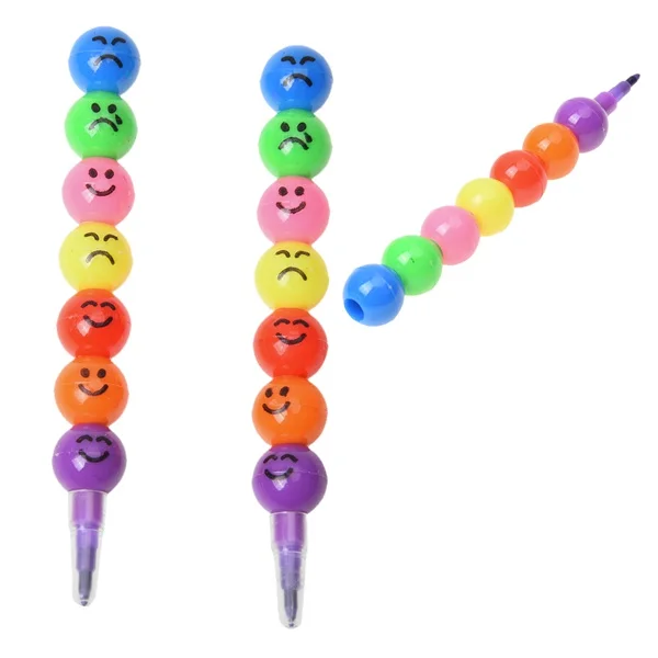 

Affordable Rainbow Color Ball Shaped Funny Faces Pattern Joint Pencil 2 Pcs