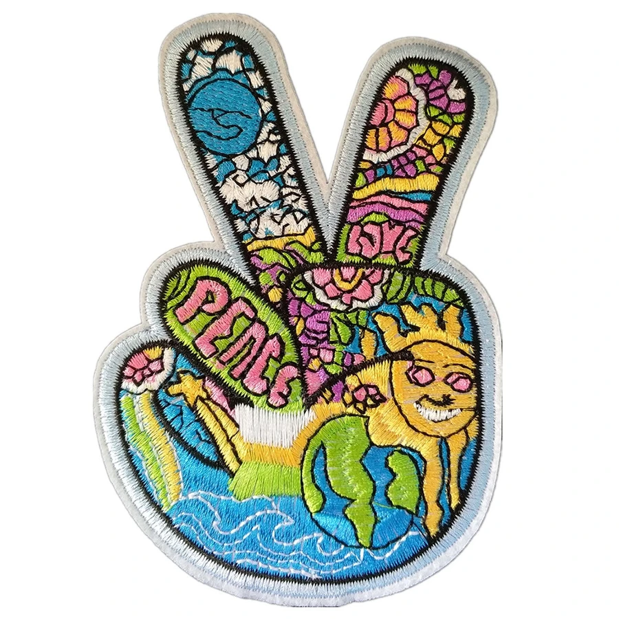Байкерская нашивка на жилет треугольный знак ручная работа Hippie Peace & Love Symbol Moon And Sun