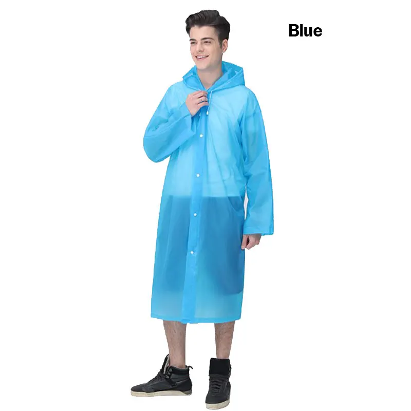 Fashion EVA Women Raincoat Thickened Waterproof Rain Coat Women Clear Transparent Camping Waterproof Rainwear Suit With Hat Hot