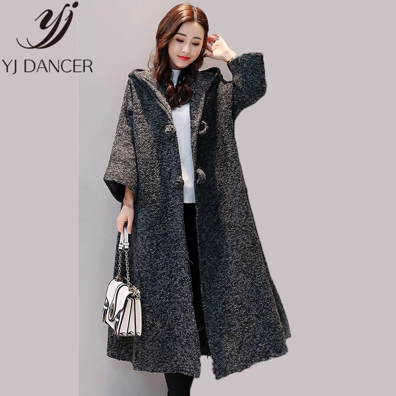 

2018 Spring autumn New warm Plus Size Fashion Women Casual Loose size Houndstooth long Cardigan Hooded coat Female Coat Ljj0206