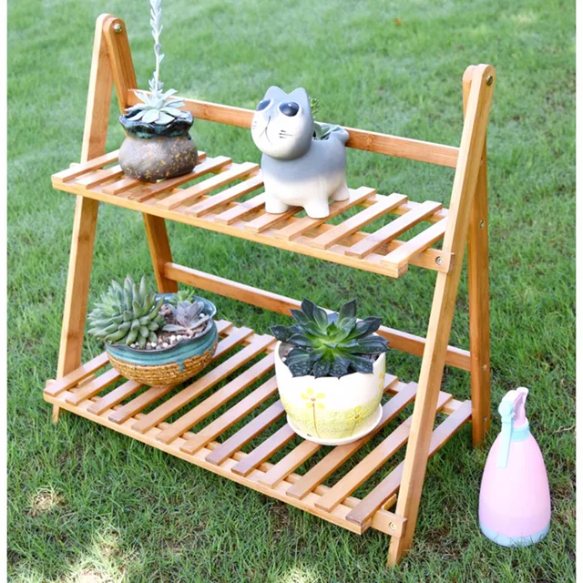 Creative 2 Tire Flower Pot Racks Home Garden Decor Rack Wood Creative 2 Tire Flower Pot Racks Home Garden Decor Rack Wood Storage Holder Plant
