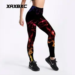 XAXBXC 4132 Цветной дыма мечта принты Stretch Slim Фитнес тренировки пуш-ап пикантные Для женщин леггинсы Femme карандаш брюки плюс Размеры