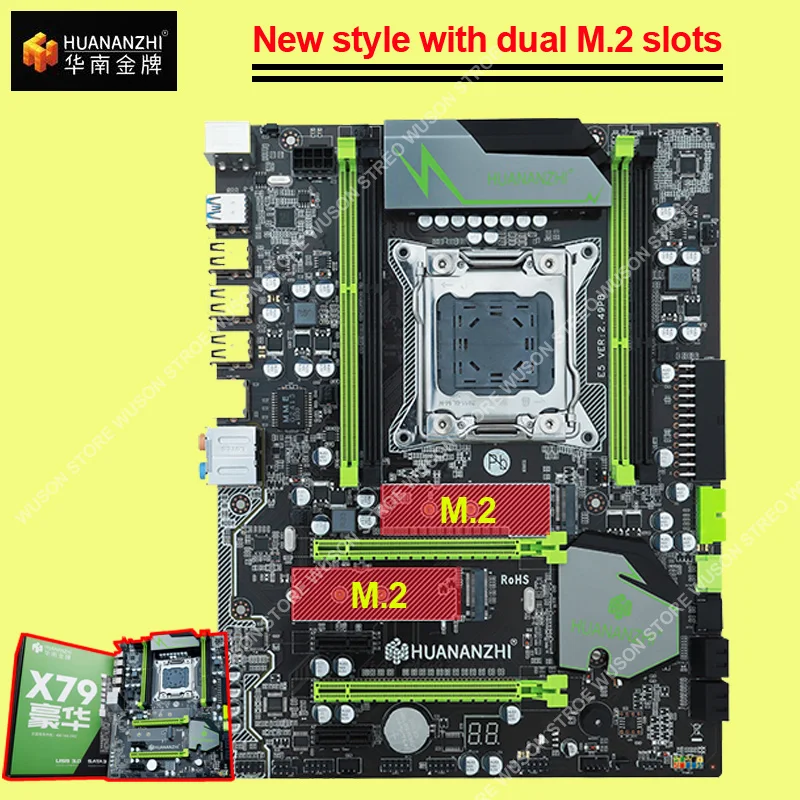 Материнская плата известного бренда с M.2 слотом HUANANZHI скидка X79 материнская плата SATA3.0 порт PCI-E x16 поддержка 4*16G 1866 МГц память