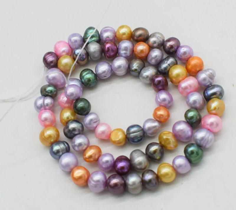 

freshwater pearl multicolor near round 8-9mm loose beads nature beads for making jewelry necklace 36cm FPPJ wholesale