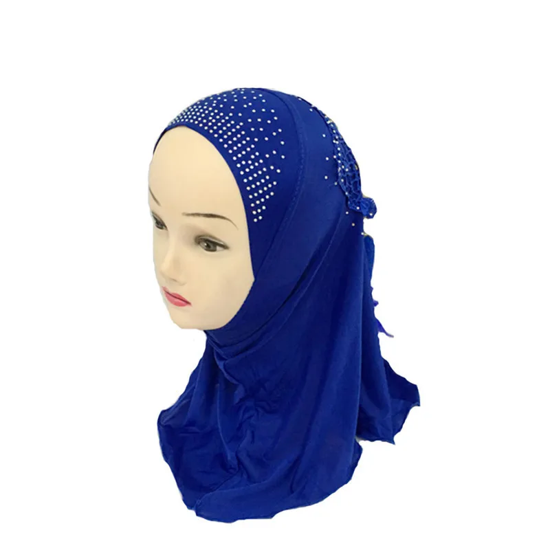 Премиум Дети Девушки мусульманский красивый хиджаб исламский шарф в арабском стиле шали с красивой дрель для девочек от 2 до 5 лет