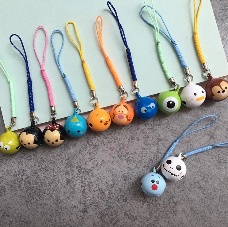 

Cute Cartoon Bell Pendant Cell Phone Charm Straps 100pcs/lot