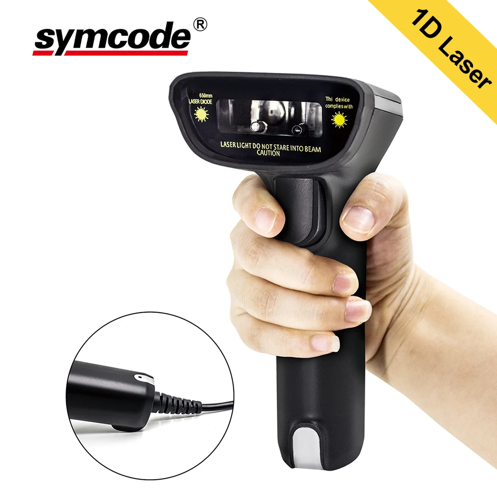 Сканер штрих кодов лазерный ручной сканер кода Symcode 1D проводной USB считыватель