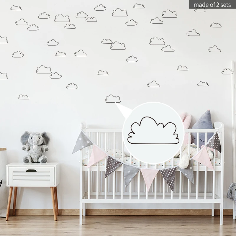 Tofok 24 قطعة/المجموعة ملصقات جدار Ins الشمال نمط الغيوم الأطفال ديكور جدار الغرف الشارات طفل الحسنات DIY لاصق ملصقات جدار