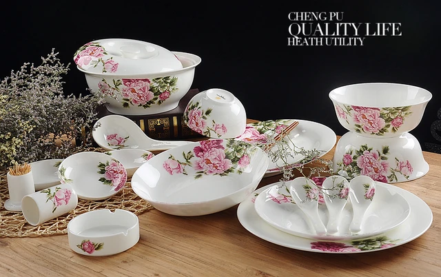 58pcs/lot, real bone china dinner set, japanese utensils