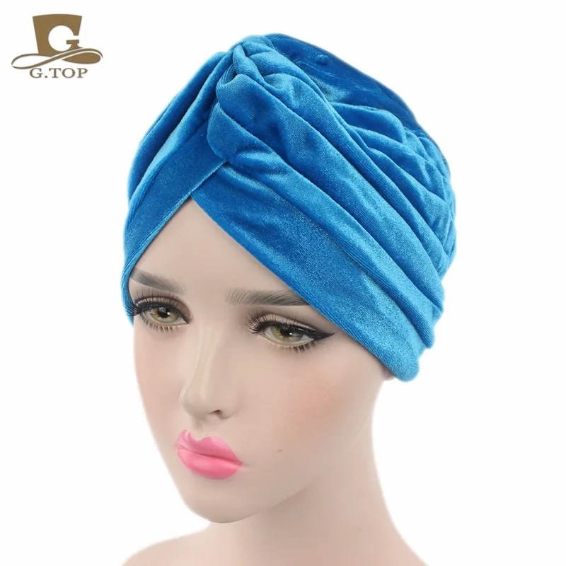 Роскошный мягкий бархатный тюрбан велюровый головной убор шапка под хиджаб 16 цветов