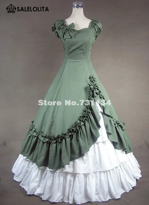 

High Quality Green Sweetheart Cotton Victorian Dress Southern Belle Victorian Princess Period Old West Dress Theater Costume