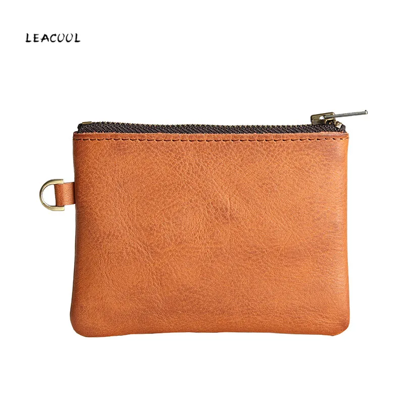 

LEACOOL Fashion Men's Vintage Leather Mini Coin Purse Card Case Holder Wallet Clutch Male Short Zipper Small Change Bag New