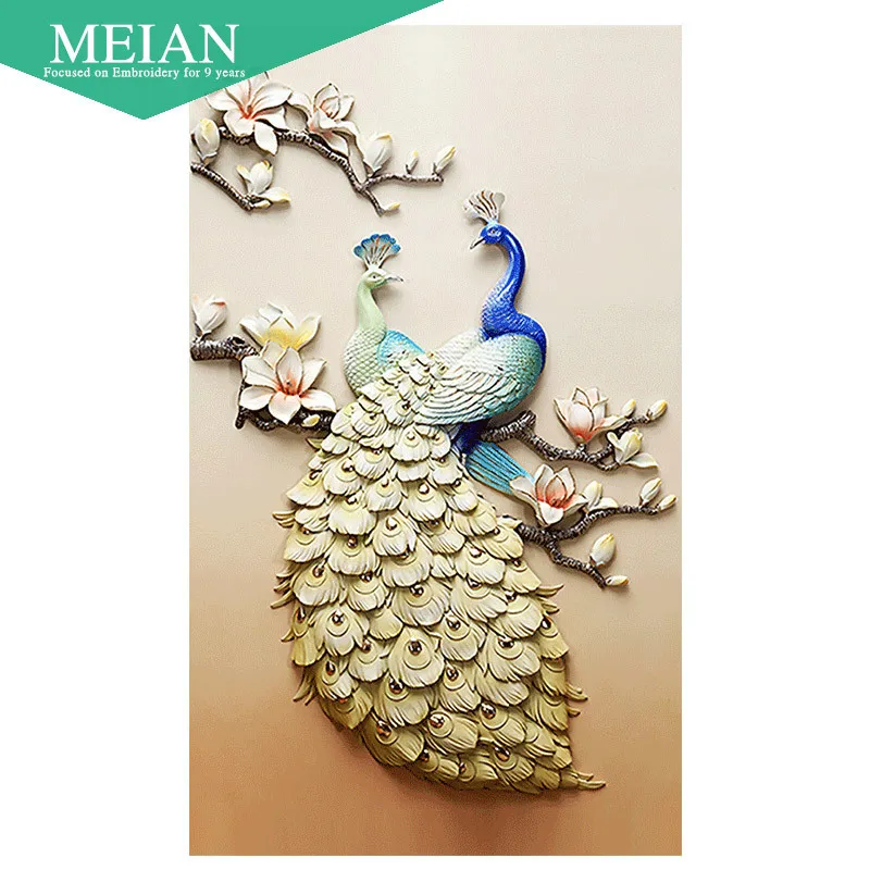 Meian Special Shaped Diamond Embroidery Animal Peacock 5D DIY Diamond Painting Cross Stitch 3D Diamond Mosaic