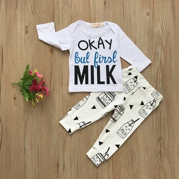 

Infant Outfits Cotton Baby Boy Girl Clothes Sets Newborn Baby clothing letter Long sleeve Top + pants Autumn baby boy clothes