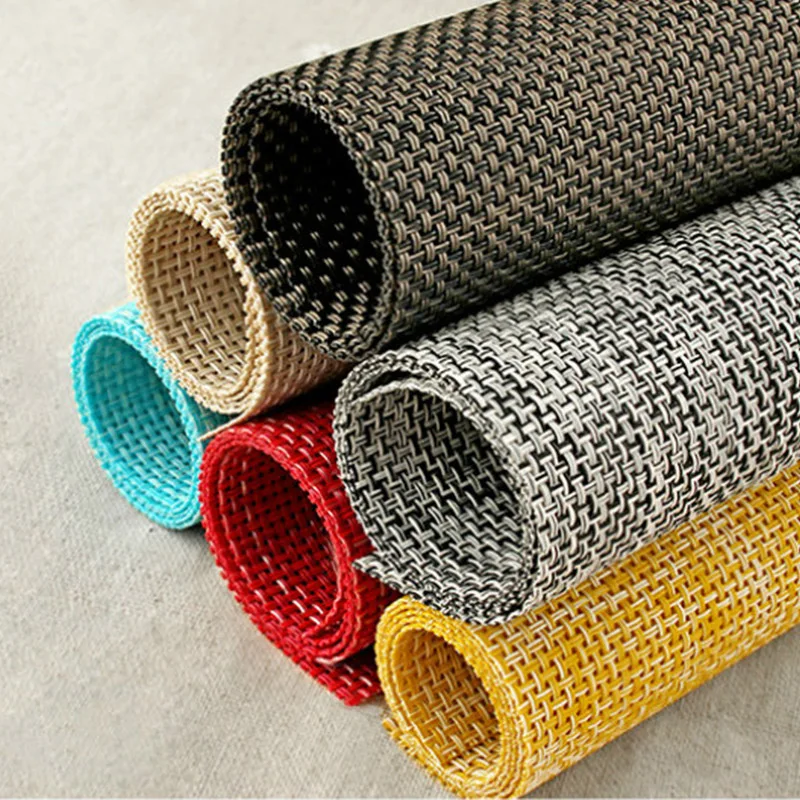 4 قطعة الأزياء pvc طاولة طعام حصيرة نسج تحديد الموقع منصات القرص عاء سادة الوقايات زلة مقاومة سادة طاولة مقاومة للمياه القماش