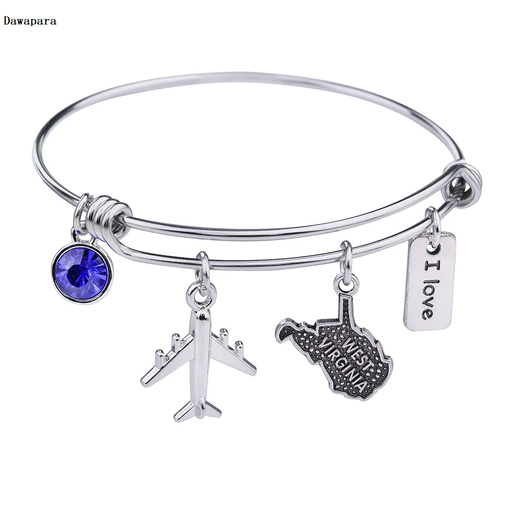 Dowapara I love Charm синий горный хрусталь посеребренный кулон самолет карта Западная