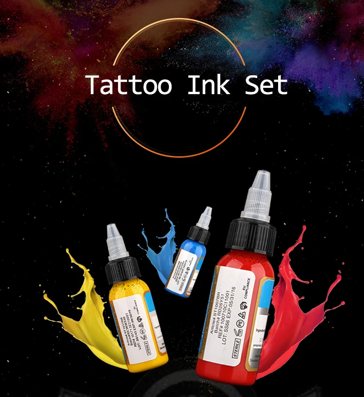 

Professional Permanent Tattoo Ink 14 Color Set 1oz 30ml / Bottle Paint Set Fashion Makeup Cosmetics Tool Ink 30ml Free Shipping