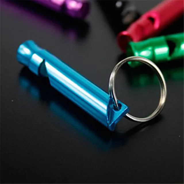 2Pcs Colorful Aluminum Emergency Survival Whistle Keychain For Camping Hiking Outdoor Sport Kit Tool 4.7CM Color Random