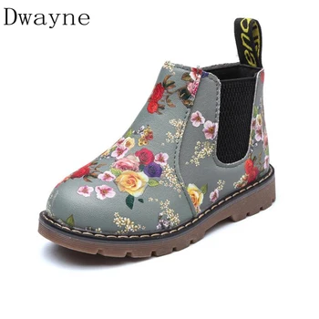 

2019 Spring Autumn Girls Shoes Baby Snow Boots New Brand Children Printed Cotton Boots Kids Sneaker Floral Girls Leather Shoes