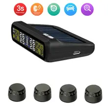 Blueskysea T881 WI Smart Sensing Wireless Connection Solar Tire Pressure Real-time Auto-pair Mini LCD Display Black