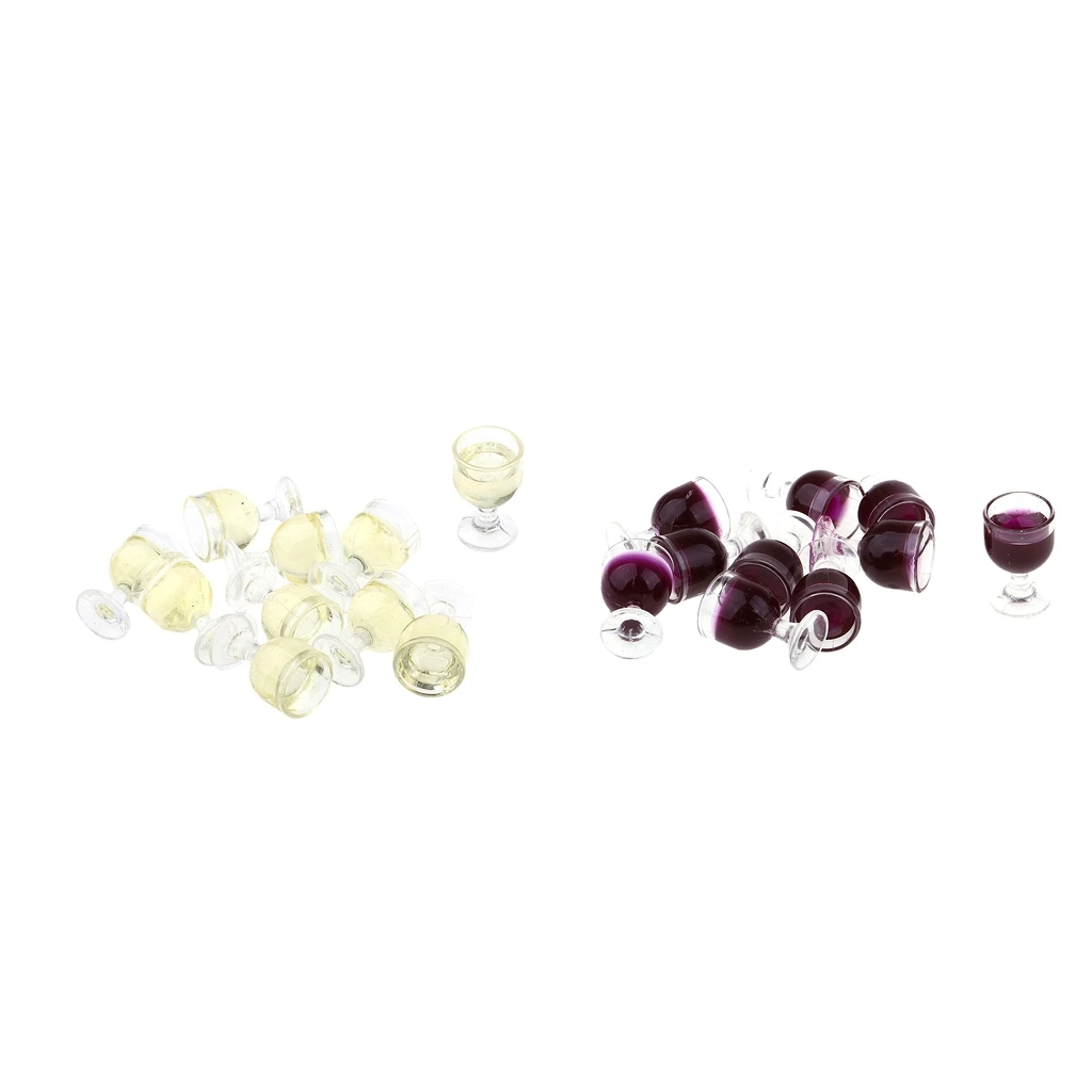 20 Pieces Miniature Wine Glasses Handcrafted Goblets for 1/12 Scale Dollhouse Kitchen Tableware