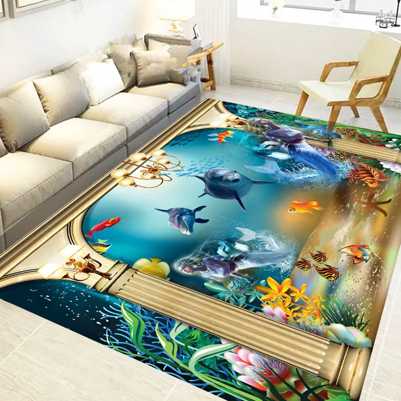 Многоцветный 6 мм 3D ковер в средиземноморском стиле, домашние мягкие ковры для гостиной, спальни, журнальный столик, напольный коврик, индивидуальные коврики
