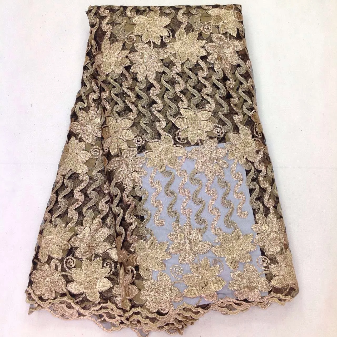 

High Quality Nigerian Lace Fabrics With Stones African French Net Lace Fabric Embroidered Tulle Mesh Lace Fabri AMZ553