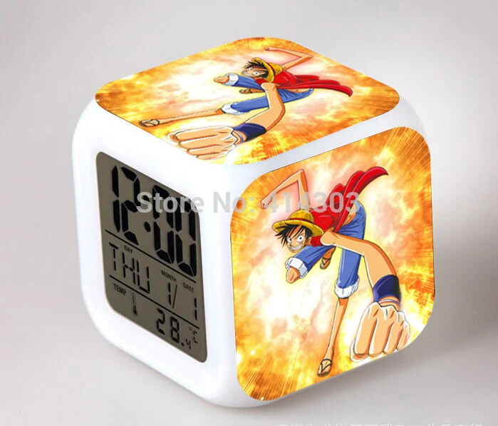 Anime ONE PIECE Alarm Clock 7 Color Change Night Light LED Digital Kids Gift Toy 