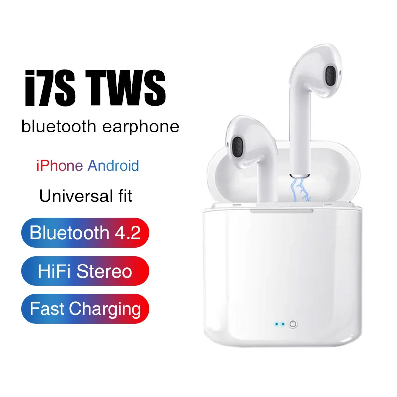 

i7s tws True Wireless Bluetooth Earbuds Mini Cordless Headphones Sports Bluetooth Earphones Headset with Charging Box for Phone