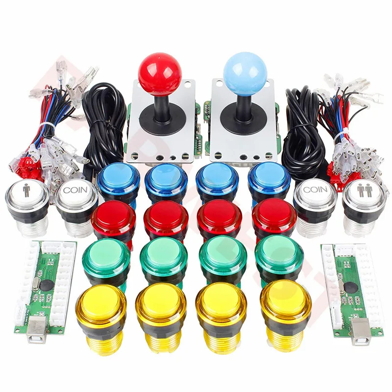 2 игрока Аркада DIY USB энкодер к ПК Джойстик игровые комплекты + 2x 5 pin рокер 16x33 мм 5V LED
