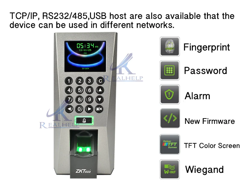 F18 система контроля доступа, система распознавания рабочего времени ZKAccess3.5, система безопасности, USB сканер отпечатков пальцев с SDK