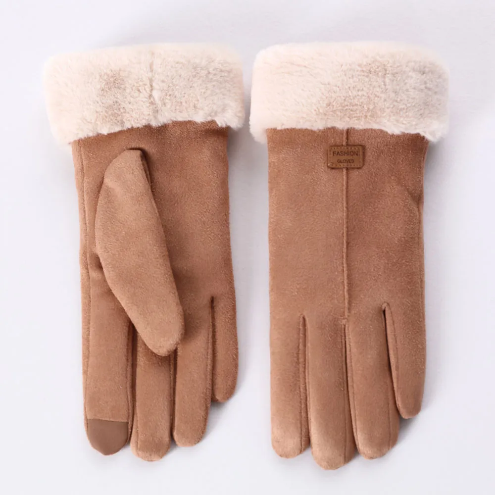 Новые модные женские перчатки осень зима милые пушистые теплые рукавицы полный митенки для пальцев женские спортивные перчатки для улицы# QQ
