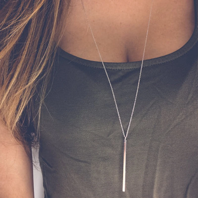 Простые Серебряные Длинные ожерелья и подвески для женщин подарок XL016|pendants for